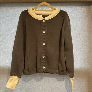 Blue and Cream Button-Up Cardigan